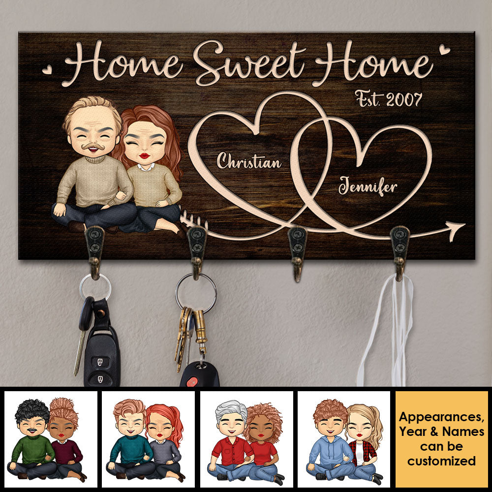 There Is No Place More Delightful Than Home - Personalized Key Hanger, Key Holder - Anniversary Gifts, Gift For Couples, Husband Wife