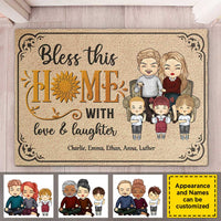 Thumbnail for Bless This Home With Love & Laughter - Personalized Decorative Mat - Anniversary Gifts, Gift For Couples, Husband Wife