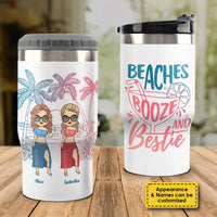 Thumbnail for Beaches Booze & Besties - Personalized Can Cooler - Gift For Bestie