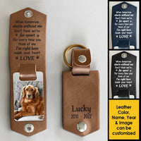 Thumbnail for Don't Think We're Far Apart - Personalized PU Leather Keychain - Upload Image, Memorial Gift, Sympathy Gift