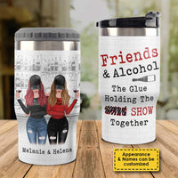 Thumbnail for Friends & Alcohol - Personalized Can Cooler - Gift For Bestie