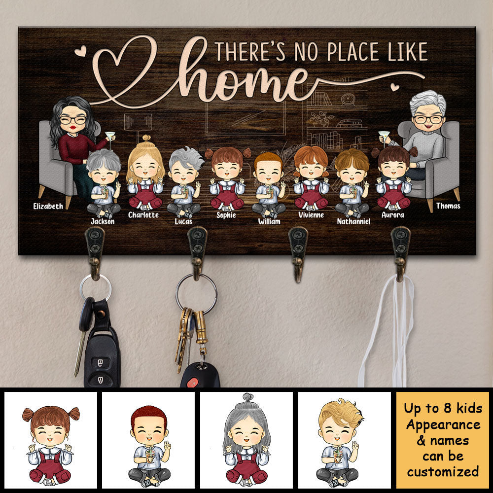 There Is No Place Like Our Home - Personalized Key Hanger, Key Holder - Gift For Couples, Husband Wife