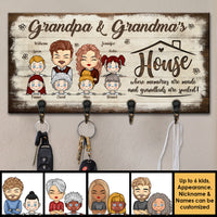 Thumbnail for House Is Where Memories Are Made & Grandkids Are Spoiled - Personalized Key Hanger, Key Holder - Gift For Couples, Husband Wife