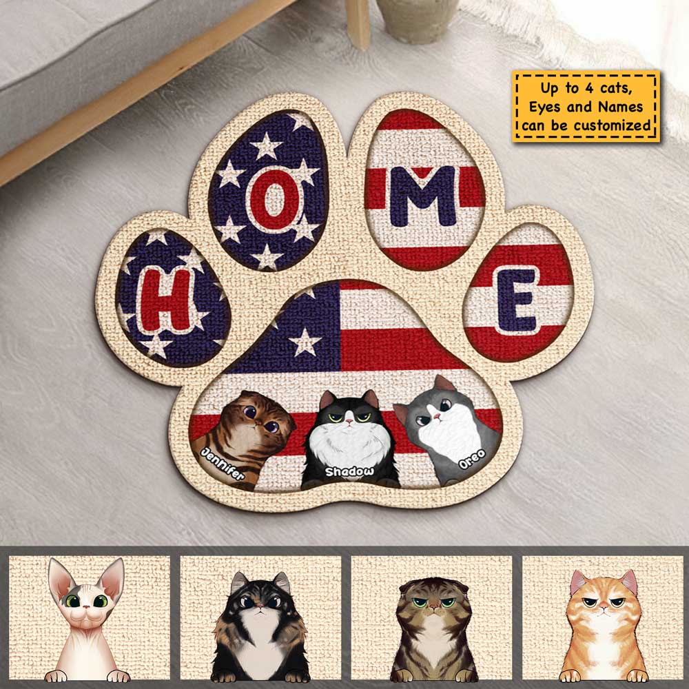 Home Is Where The Cat Is - Personalized Shaped Decorative Mat - Gift For Pet Lovers