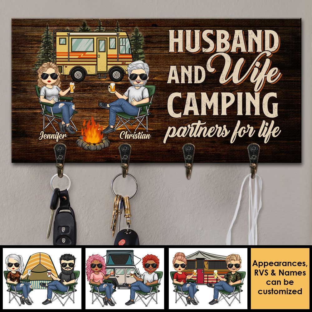 We Are Camping Partner For Life - Personalized Key Hanger, Key Holder - Gift For Camping Couples, Husband Wife