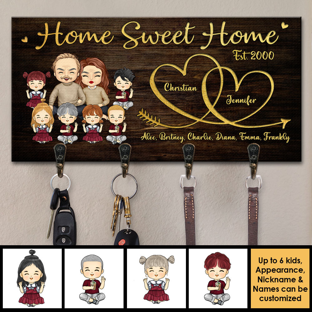 There Is No Place Merrier Than This Home - Personalized Key Hanger, Key Holder - Gift For Couples, Husband Wife