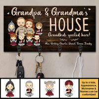 Thumbnail for Grandpa & Grandma's House - Grandkids Spoiled Here - Personalized Key Hanger, Key Holder - Gift For Couples, Husband Wife