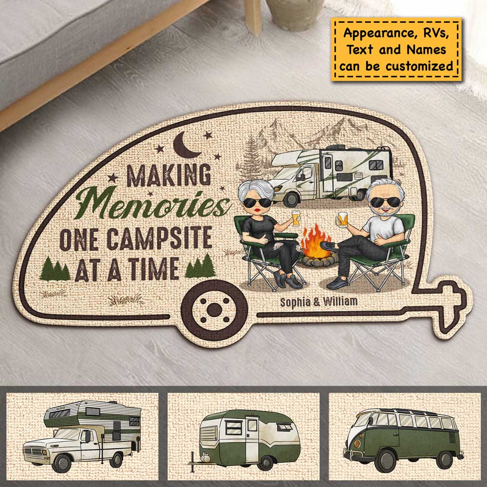 Home Is Where We Park It - Personalized Shaped Decorative Mat - Gift For Couples, Gift For Camping Lovers