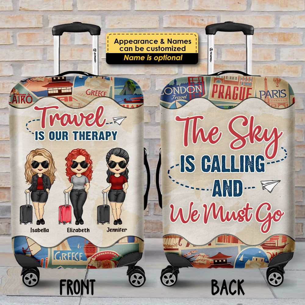 The Sky Is Calling & We Must Go - Gift For Bestie - Personalized Luggage Cover