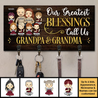 Thumbnail for Our Greatest Blessings Call Us Grandparents - Personalized Key Hanger, Key Holder - Gift For Couples, Husband Wife