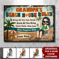 Thumbnail for Grandpa’s Beach House Rules - Gift For Dad, Grandpa - Personalized Metal Sign