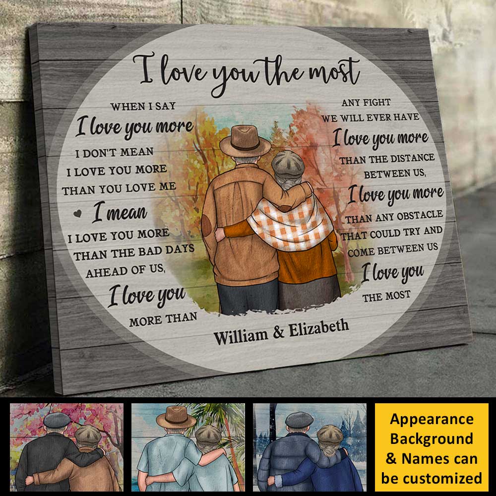 I Love You The Most - Personalized Horizontal Canvas - Gift For Couples, Husband Wife