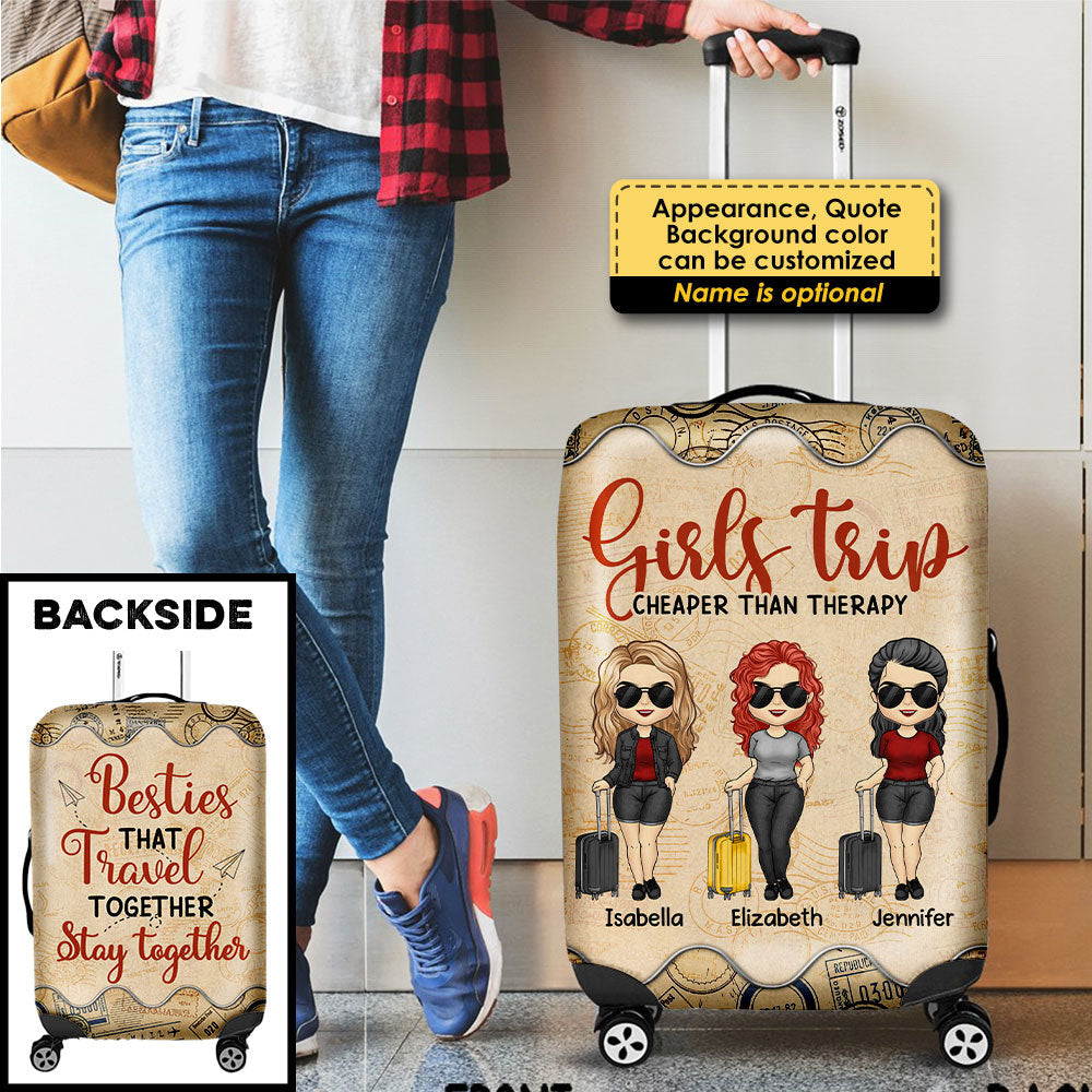 Besties That Travel Together Stay Together - Gift For Bestie - Personalized Luggage Cover