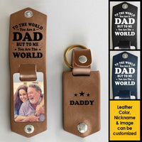 Thumbnail for You Mean The World To Me - Personalized PU Leather Keychain - Upload Image, Gift For Dad