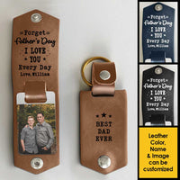 Thumbnail for I Love You Every Day - Personalized PU Leather Keychain - Upload Image, Gift For Dad