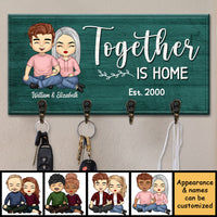 Thumbnail for Together Is Home - Personalized Key Hanger, Key Holder - Gift For Couples, Husband Wife