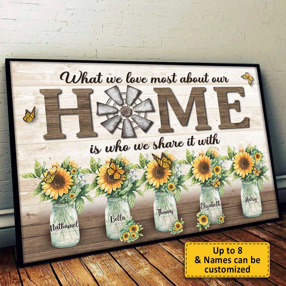 What We Love Most About Our Home - Personalized Horizontal Poster - Gift For Couples, Husband Wife