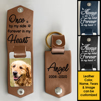 Thumbnail for Once By My Side - Personalized PU Leather Keychain - Upload Image, Memorial Gift, Sympathy Gift