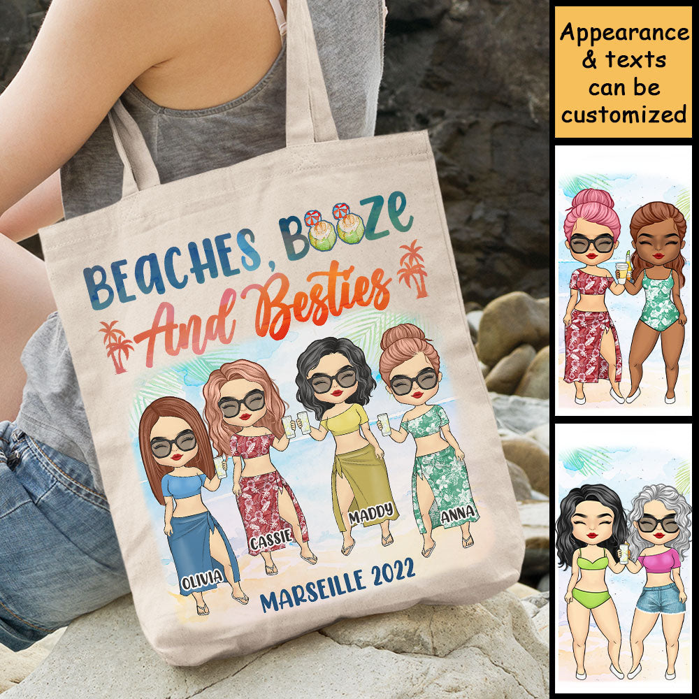 Beaches And Besties - Personalized Tote Bag - Gift For Bestie