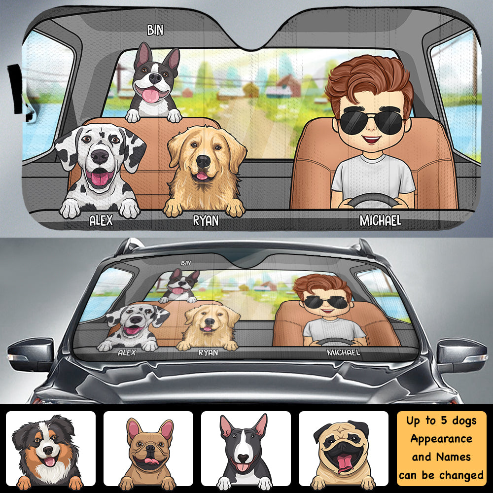 Me & My Beloved Dogs - Personalized Auto Sunshade - Gift For Pet Lovers