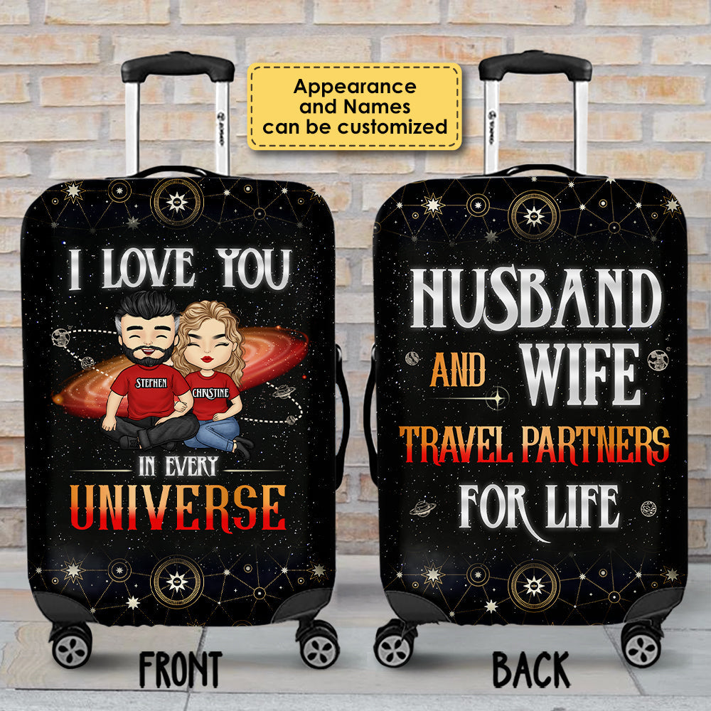 Love You In Every Universe - Personalized Luggage Cover - Gift For Couples, Husband Wife