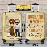 Thumbnail for Husband & Wife Adventure Partners For Life - Gift For Couples, Husband Wife - Personalized Luggage Cover