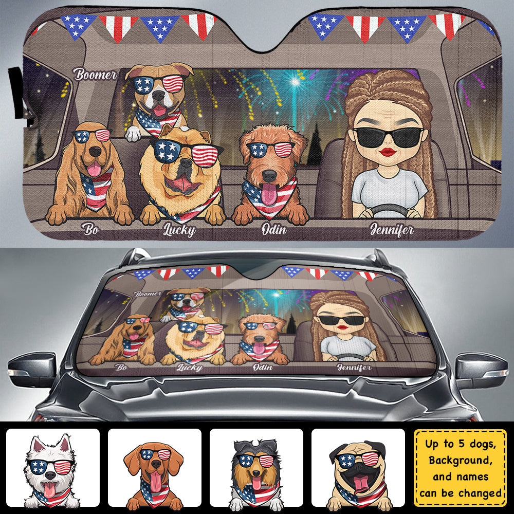 Fourth Of July Dog - Personalized Auto Sunshade - Gift For Pet Lovers