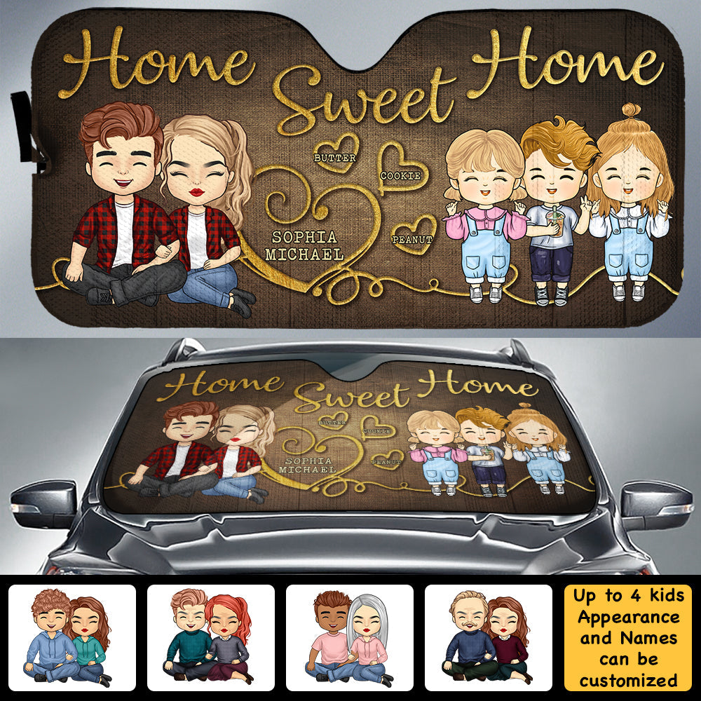 Sweet Home - Personalized Auto Sunshade - Gift For Couples, Husband Wife