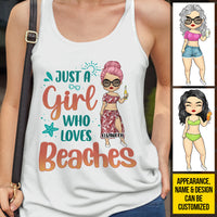 Thumbnail for Just A Girl Who Loves Beaches - Personalized Racerback Tank Top - Gift For Bestie