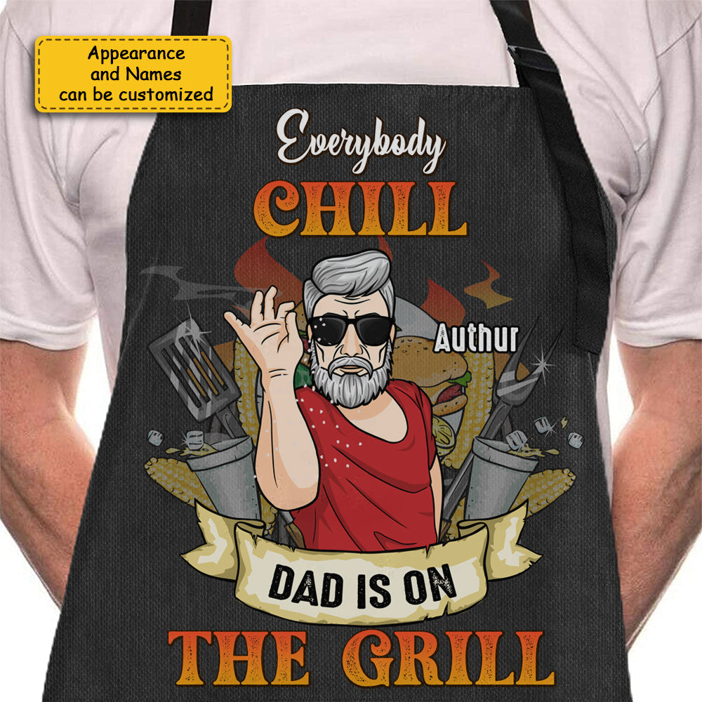 Dad Is On The Grill - Personalized Apron - Gift For Dad