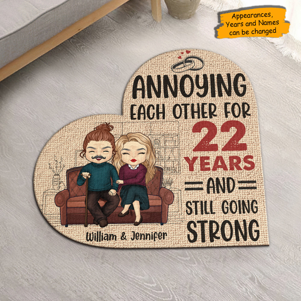 Annoying Each Other For Years - Personalized Shaped Decorative Mat - Gift For Couples, Husband Wife