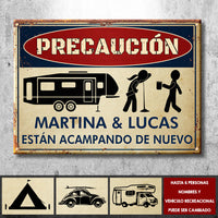 Thumbnail for Los Campistas Borrachos Vuelven A Acampar - Personalized Camping Metal Sign Spanish