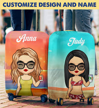 Thumbnail for Chibi Summer Beach Sunset - Personalized Luggage Cover - Gift For Bestie