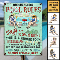 Thumbnail for Family Private Pool Rules - Personalized Metal Sign - Gift For Couples, Husband Wife