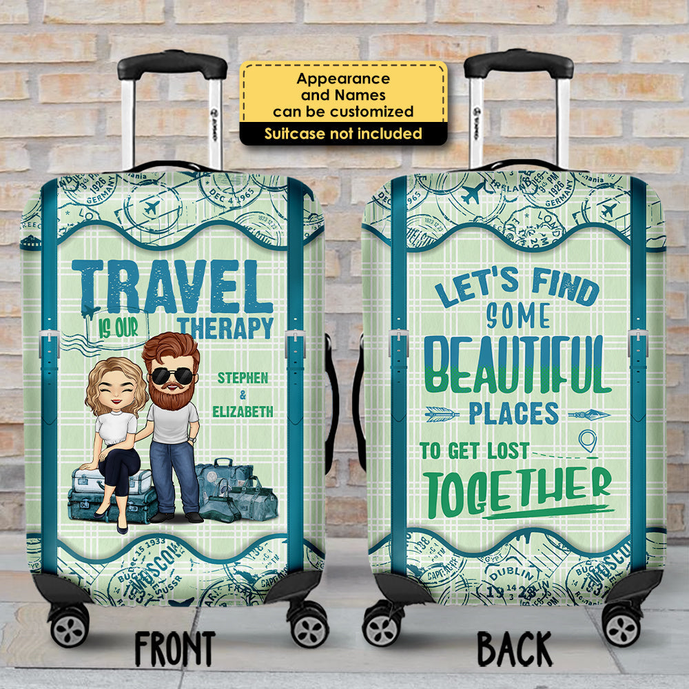 Get Lost Together - Personalized Luggage Cover - Gift For Couples, Husband Wife