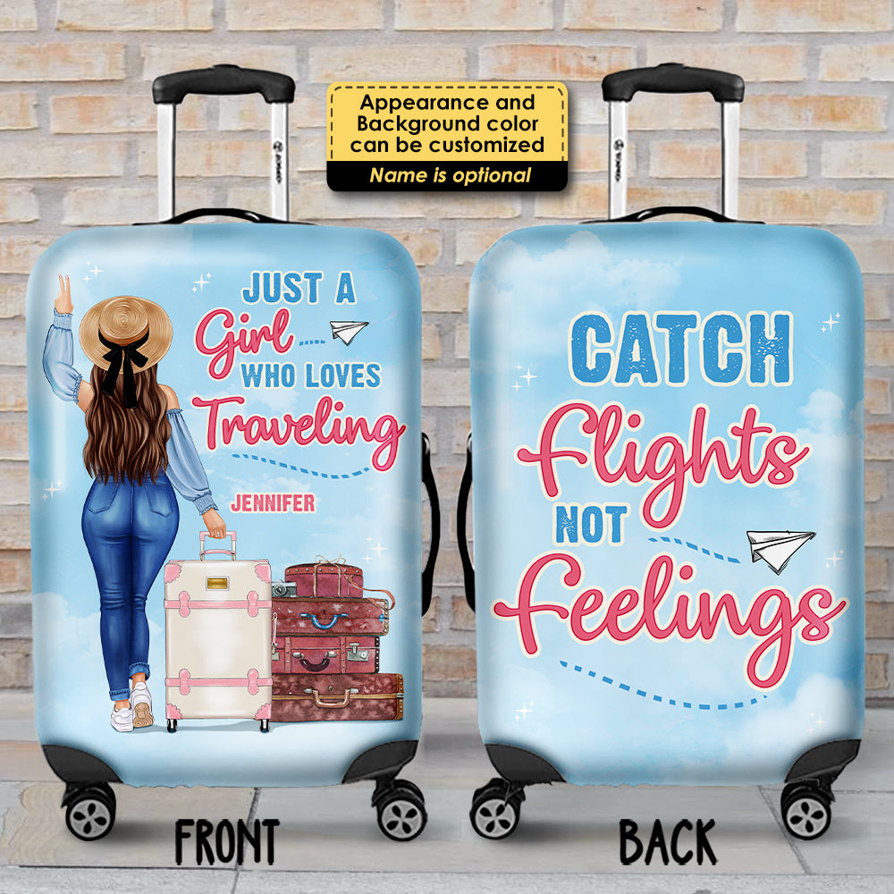 Catch Flights, Not Feelings - Gift For Bestie, Personalized Luggage Cover