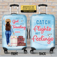 Thumbnail for Catch Flights, Not Feelings - Gift For Bestie, Personalized Luggage Cover