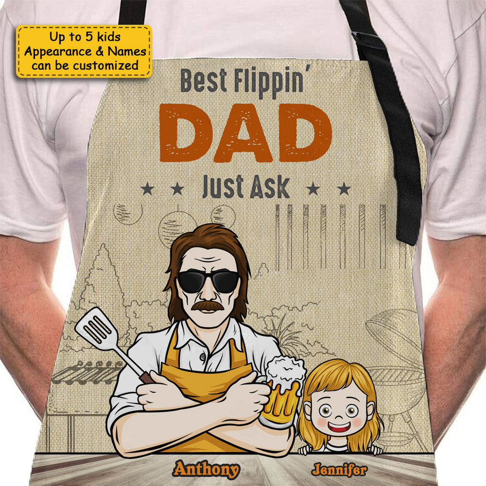 Best Flippin' Dad - Personalized Apron - Gift For Dad, Grandpa