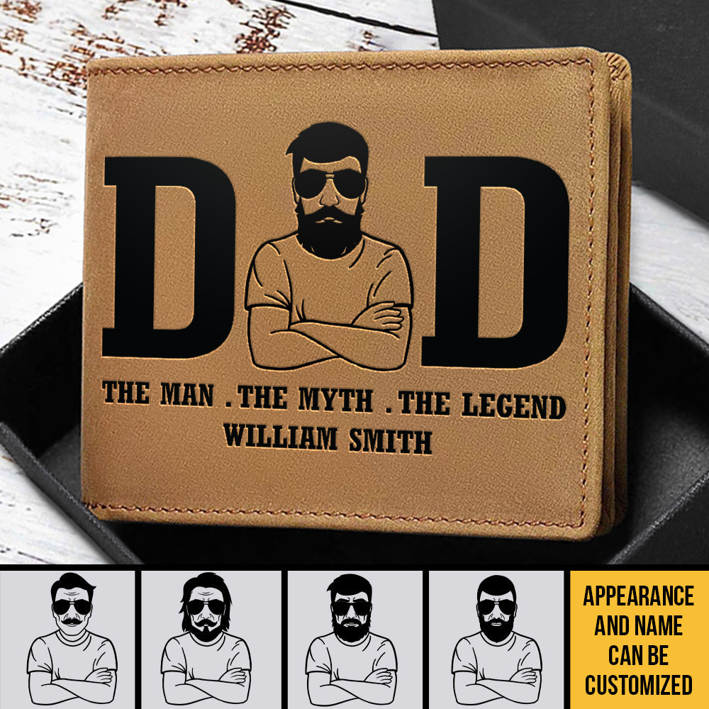 Dad The Man The Myth The Legend - Personalized Bifold Wallet - Gift For Dad