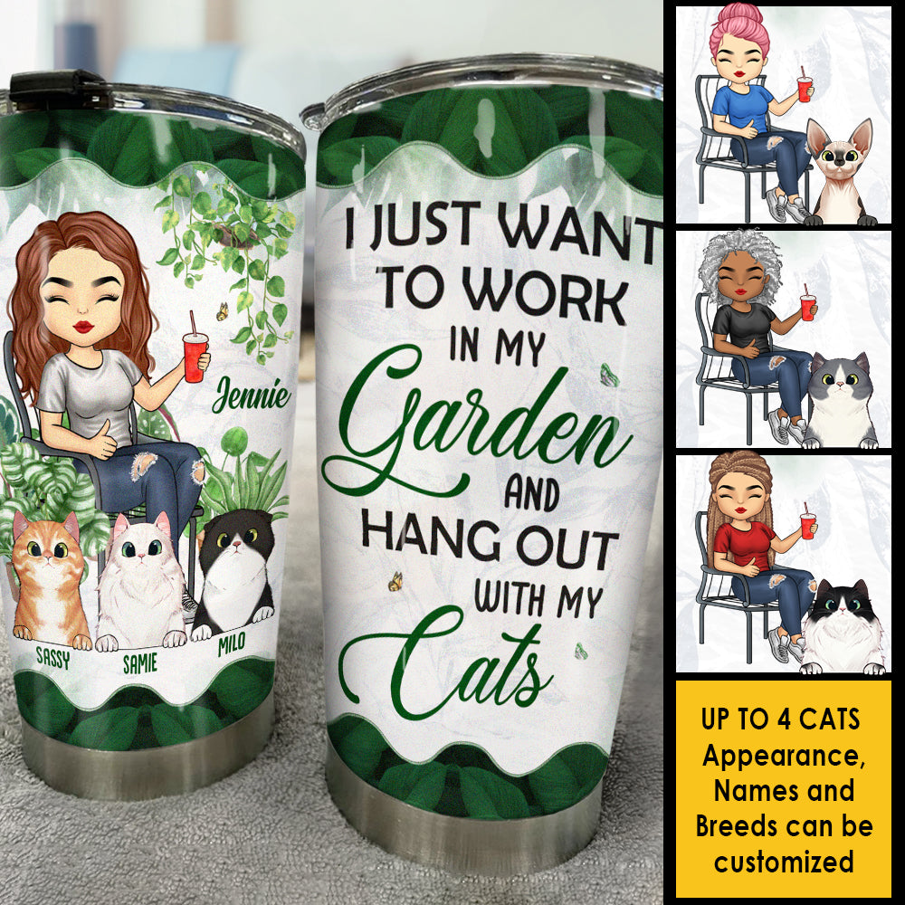 Hang Out With Cats - Personalized Tumbler - Gift For Gardening Lovers