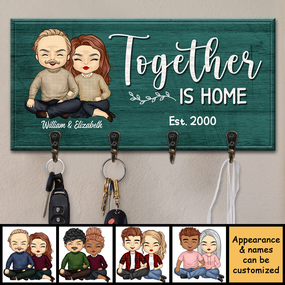 Together Is Home - Personalized Key Hanger, Key Holder - Gift For Couples, Husband Wife