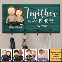 Thumbnail for Together Is Home - Personalized Key Hanger, Key Holder - Gift For Couples, Husband Wife