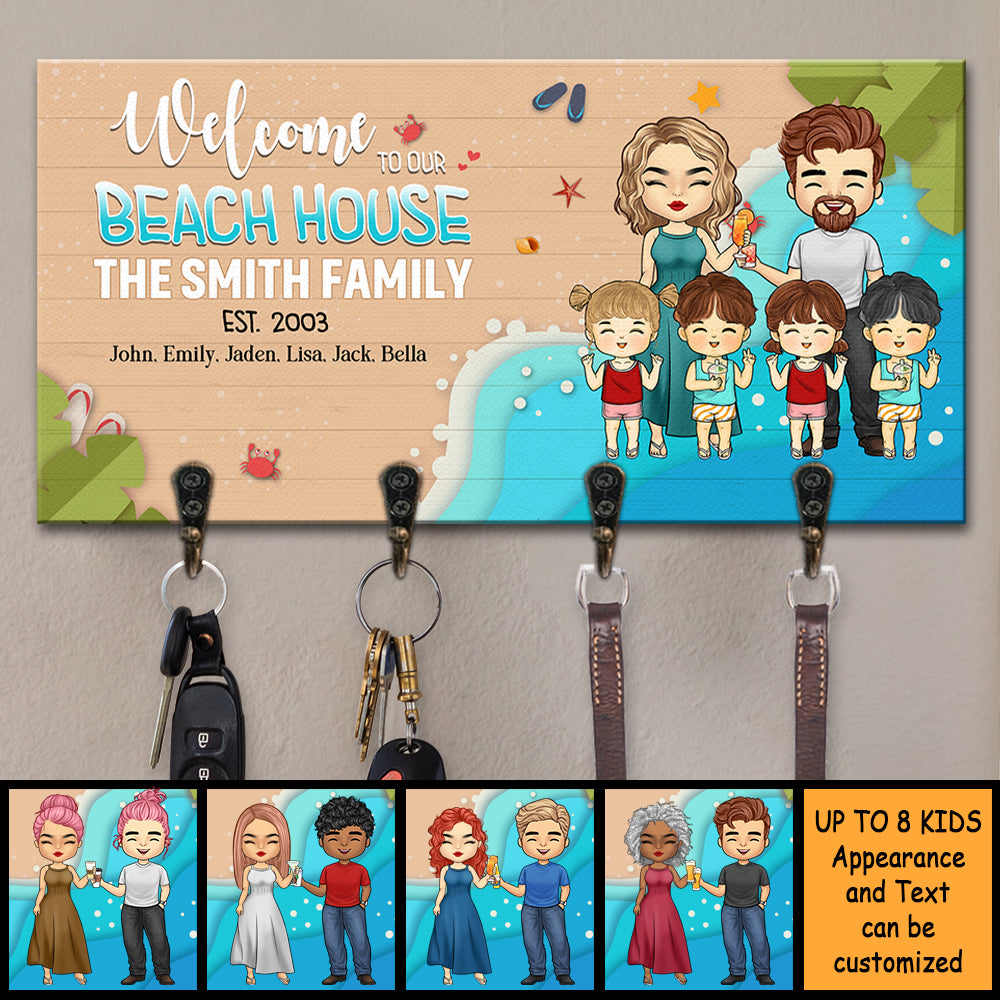 Welcome To Our Beach House - Personalized Key Hanger, Key Holder - Gift For Couples, Husband Wife