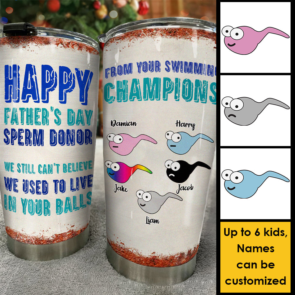 Dear Dad From Swimming Champion - Personalized Tumbler - Gift For Dad, Gift For Father's Day