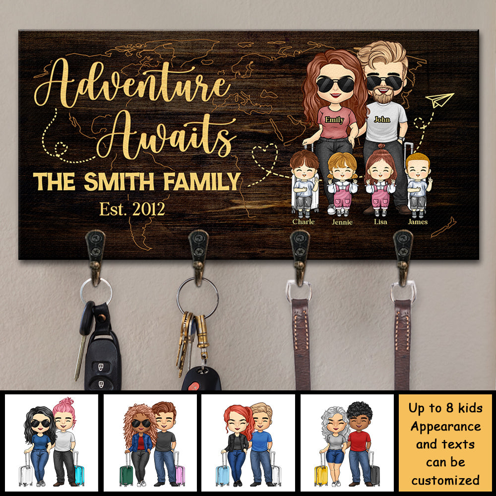 It's Time For A New Adventure - Personalized Key Hanger, Key Holder - Gift For Couples, Husband Wife