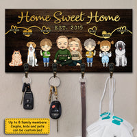 Thumbnail for Home Sweet Home Parents, Kids & Pets - Personalized Key Hanger, Key Holder - Anniversary Gifts, Gift For Couples, Husband Wife