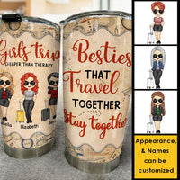 Thumbnail for Besties Who Travel Together Stay Together - Gift For Bestie - Personalized Tumbler