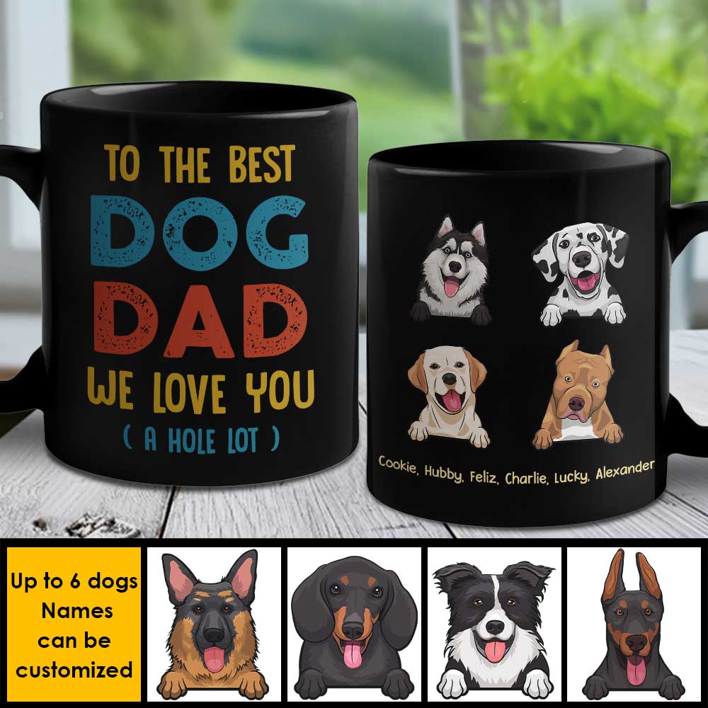 To The Best Dog Dad - Personalized Black Mug - Gift For Dad