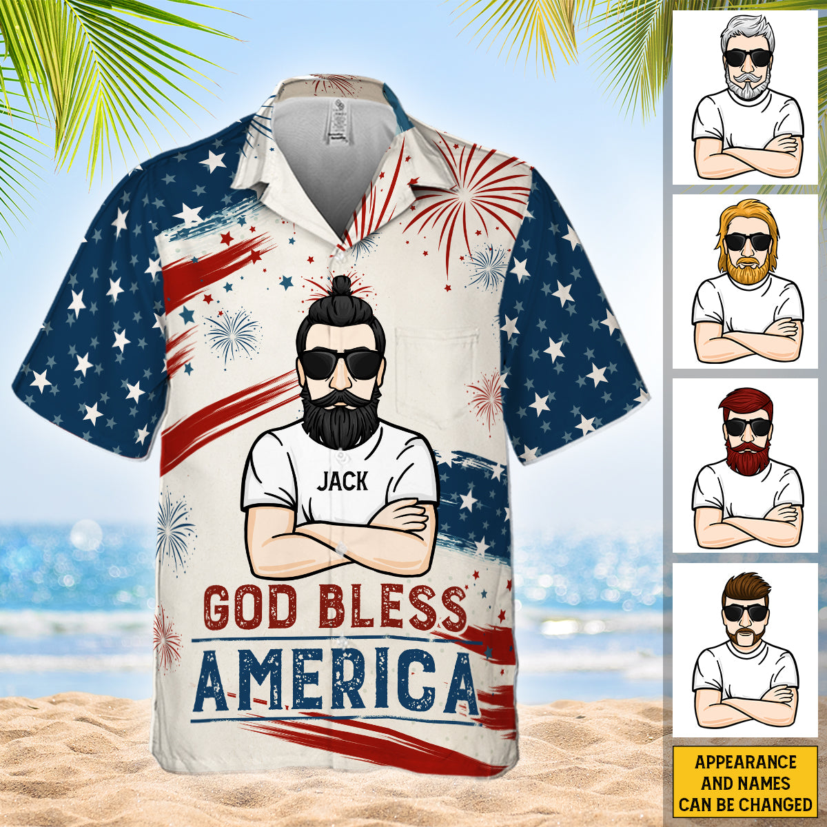 God Bless America - Personalized Hawaiian Shirt - Gift For Dad, Grandpa