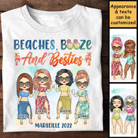 Thumbnail for Beaches, Booze & Bestie - Gift For Bestie, Personalized Unisex T-shirt